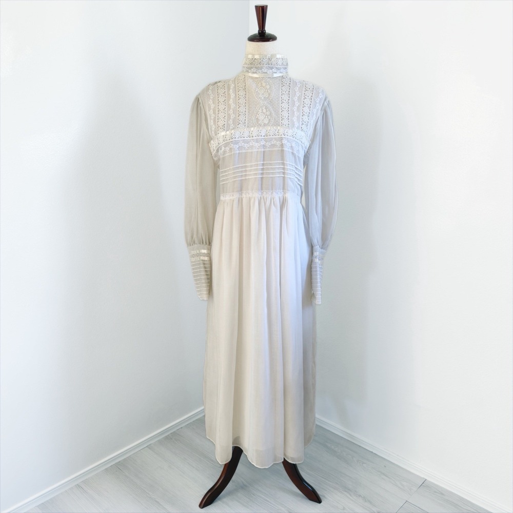 VTG Gunne Sax Jessica McClintock Victorian Wedding Prairie Dress Womens 11 Lace